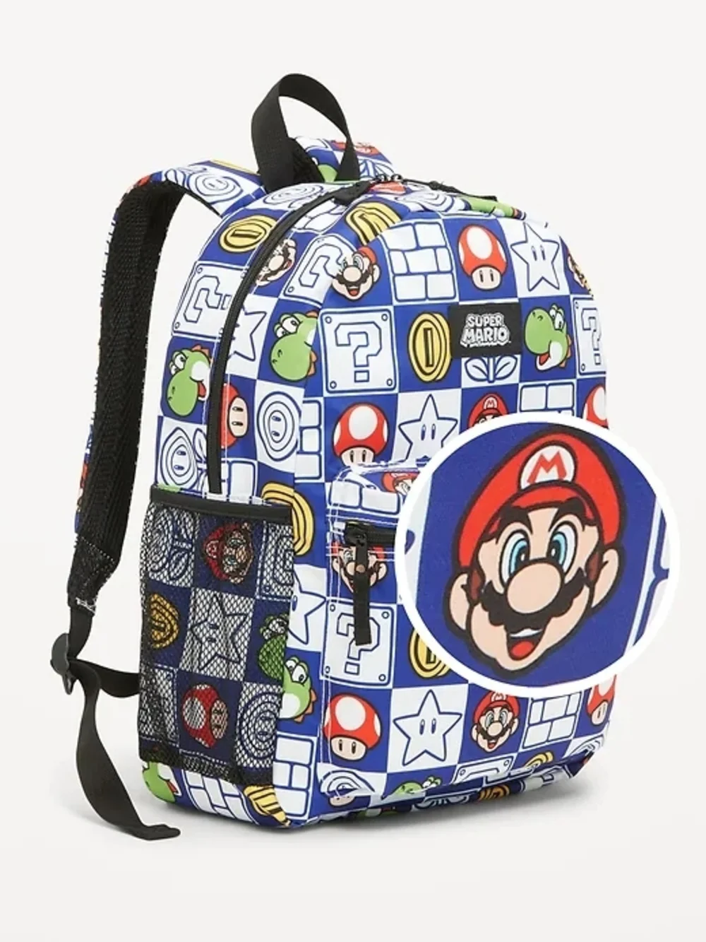 Old Navy Super Mario Blue White Red Kids Canvas Backpack NWT